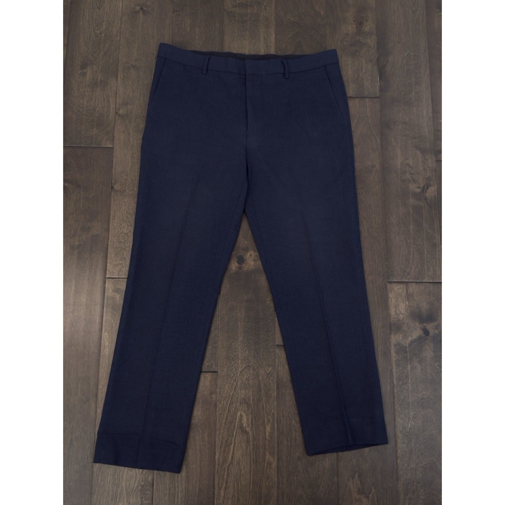 Murano Alex Fit Men Blue Flat Front Dress Pant Size 34X29 Modern Comfort Stretch